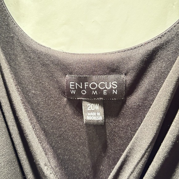 Enfocus Women Black Dress With Layers On Front Plain Back Size 20W Lace Straps - Picture 3 of 12